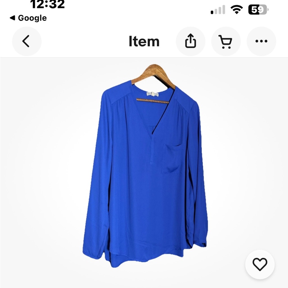 Pleione Royal Blue V-Neck Blouse
